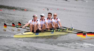 Der deutsche Doppelvierer mit Philipp Syring vom SC Magdeburg belegte beim 2. Weltcup den 3. Platz.